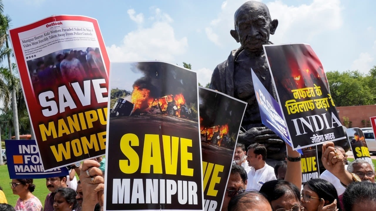 Protests over ethnic violence in Manipur. Credit: PTI File Photo