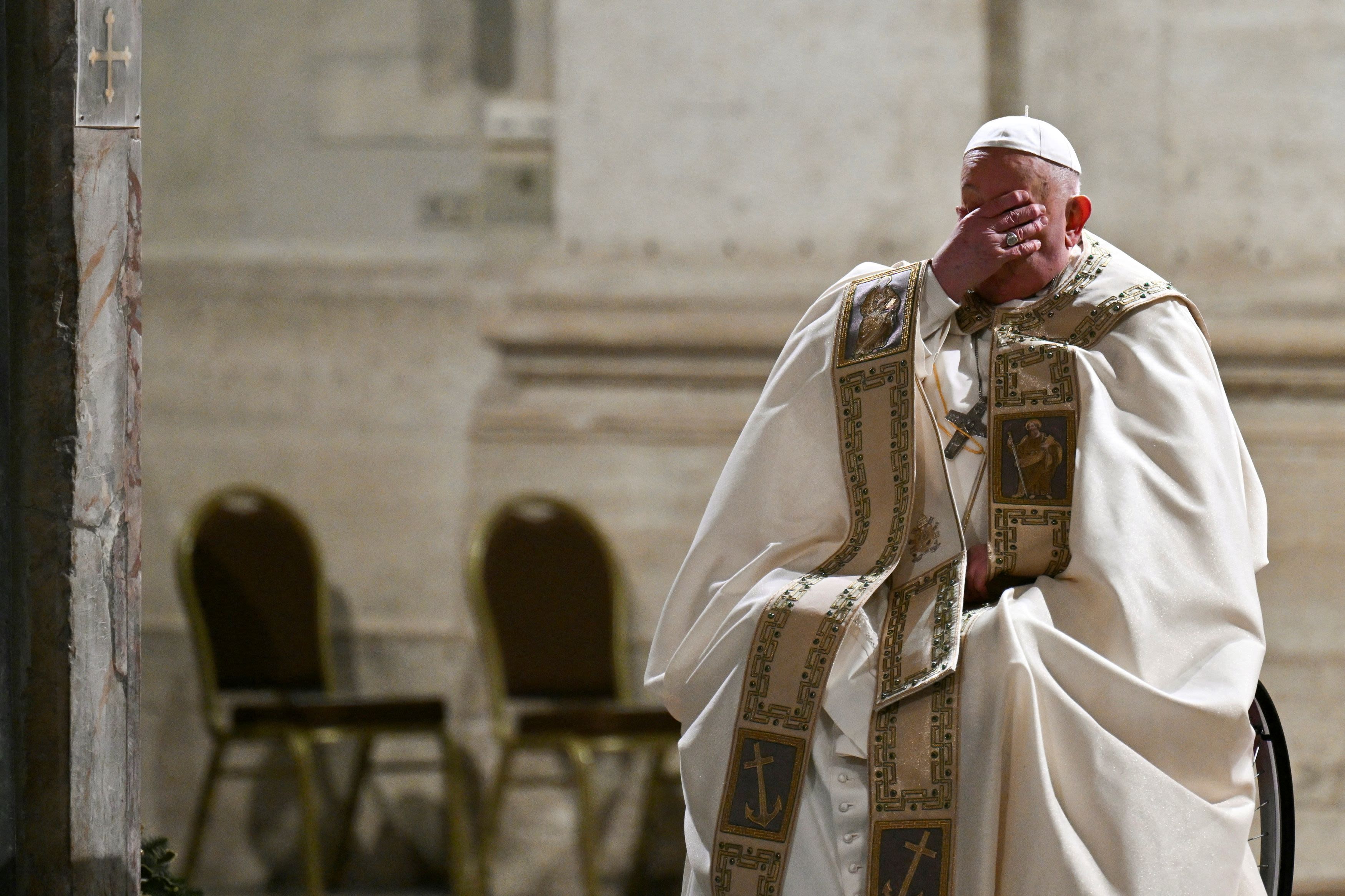 Pope Francis gestures as he opens the Holy Door to mark the opening of the 2025 Catholic Holy Year, or Jubilee, in St. Peter's Basilica, at the Vatican, December 24, 2024. Credit: Reuters Photo
