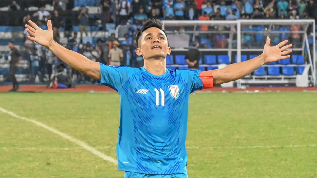 Indian footballer Sunil Chhetri. Credit: DH File Photo